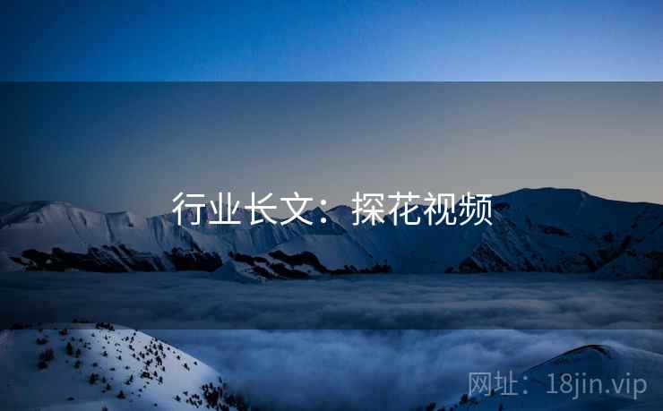 行业长文：探花视频